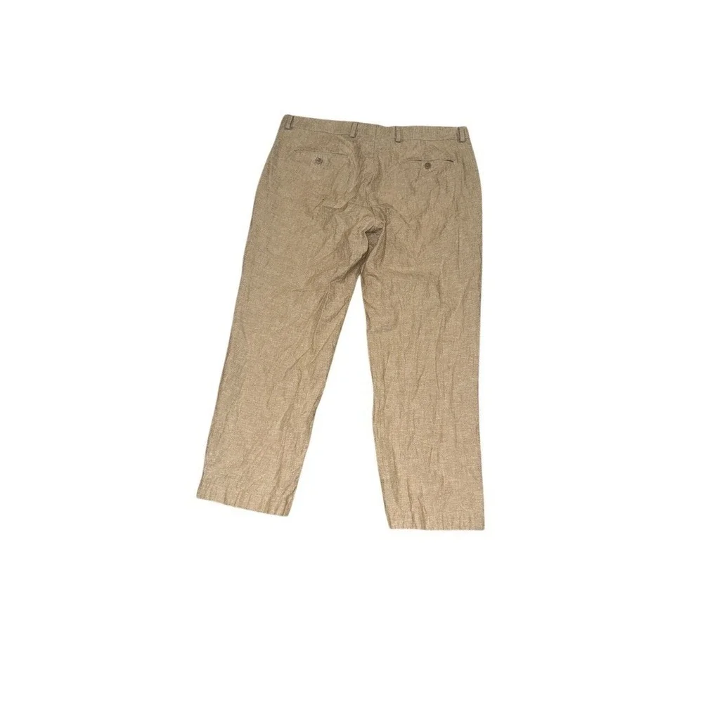 Joseph Abboud JOE linen Dress Pants Mens 36x30 Tan Khaki Flat Front Straight Leg